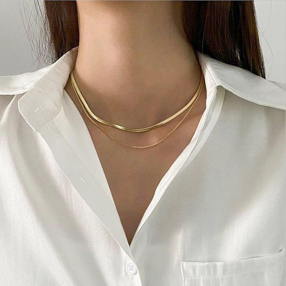 Elegant Double Layer Chain Clavicle Chain Women Jewelry Accessories Korean Style Necklace Women