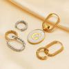 1 Pair Stainless Steel Round Oval Embossing Ear Rings Korean Earrings Hoops Earring for Women Female Girls Metal Luxury Jewelry