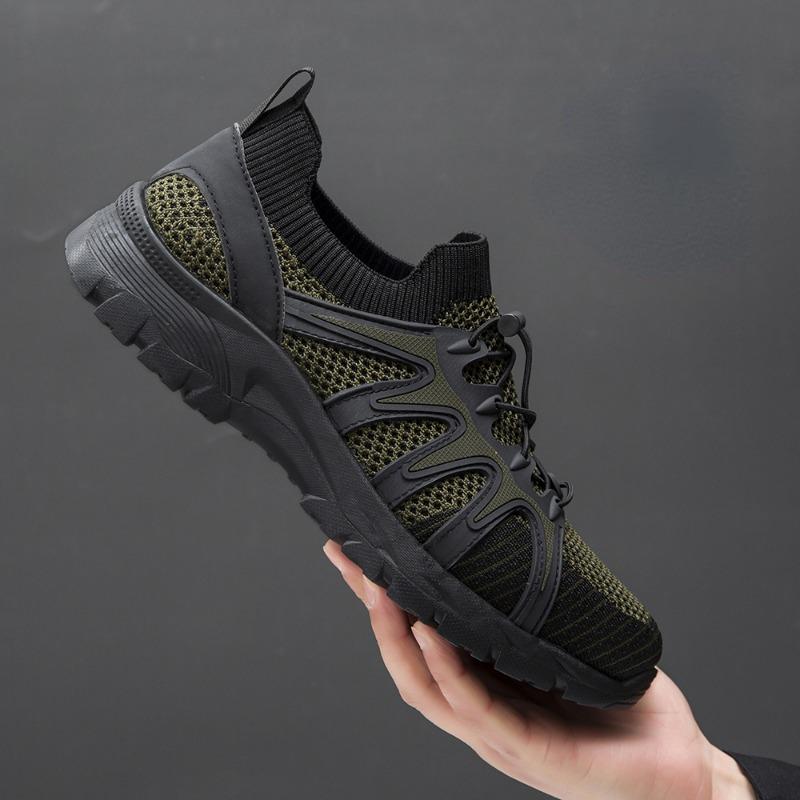 Fashion Men Soft Hiking Shoes Summer Breathable Mesh Sneakers Light Green Hike Footwear Walking Shoes Outdoor Shoes Climbing Shoe Male