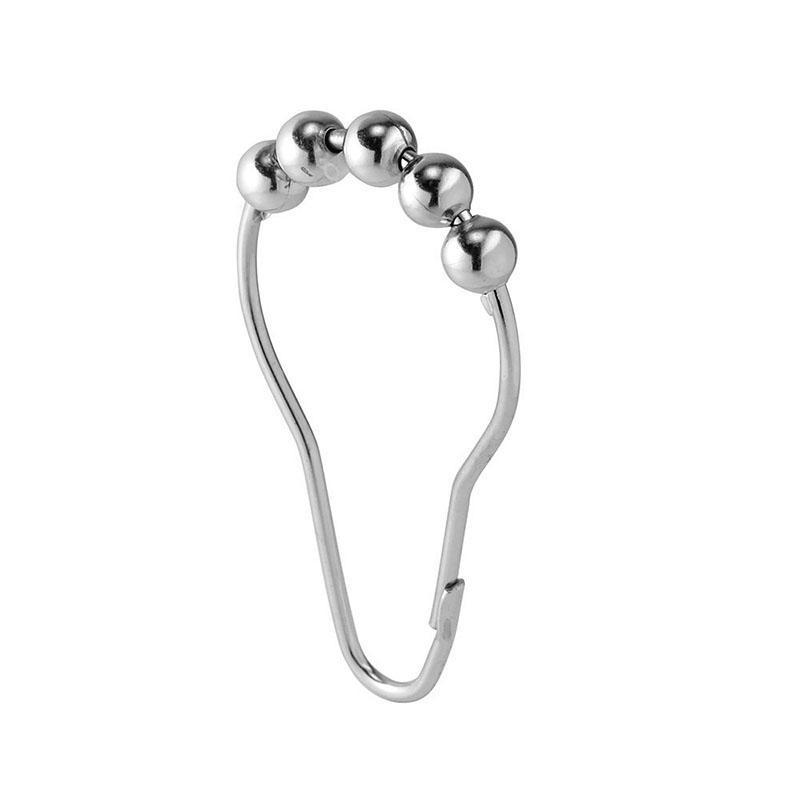 12Pcs Polished Satin Nickel 5 Roller Ball Shower Curtain Rings Bath Hooks