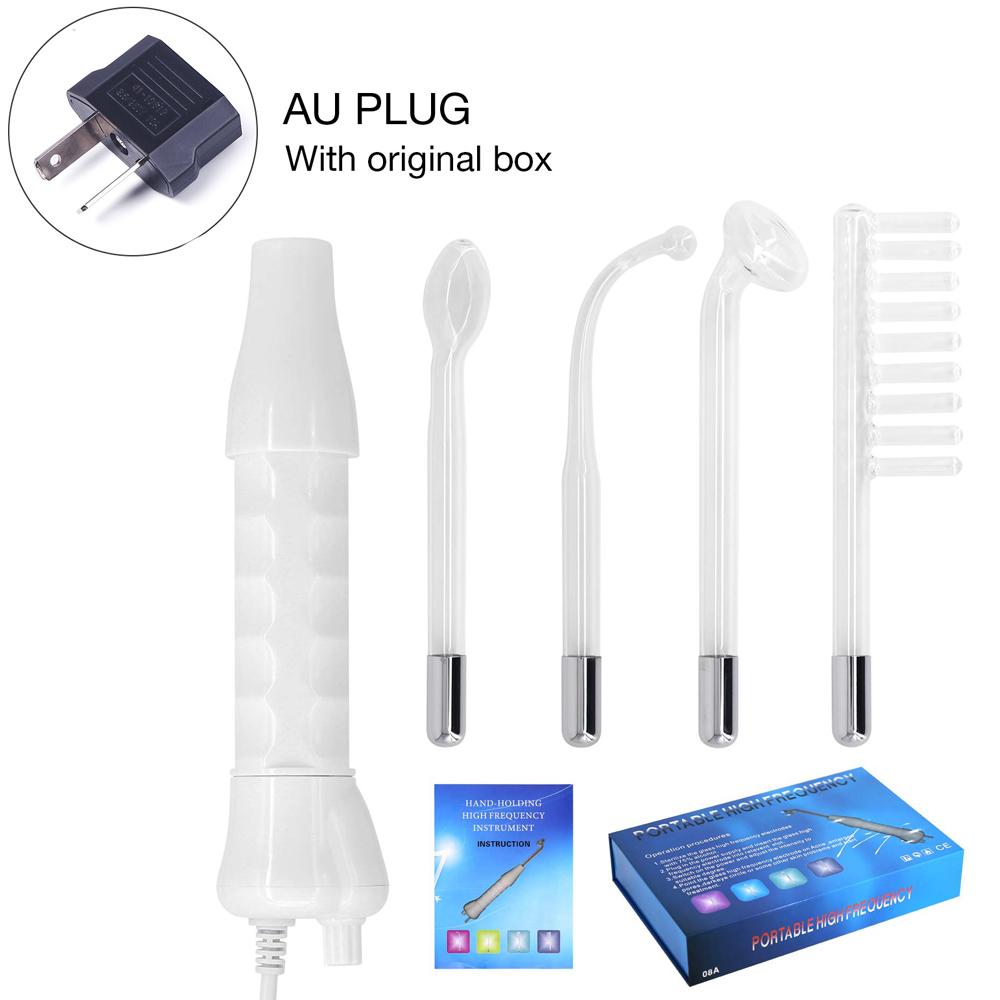 4 in 1 Hochfrequenz-Elektrodenstab, Elektrotherapie-Glasröhre, Schönheitsgeräte, Akne-Fleckenentferner, Gesichtspflege, Spa