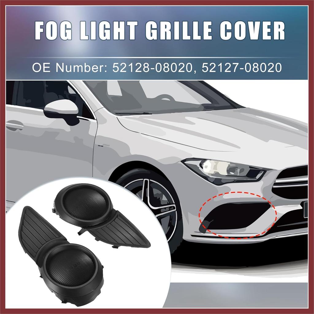 Front Left Right Side Fog Light Grille Cover 52128-08020 52127-08020 Fog Light Bezel Cover Trim for Toyota Sienna 2011-2015 1 Pair Replace Parts