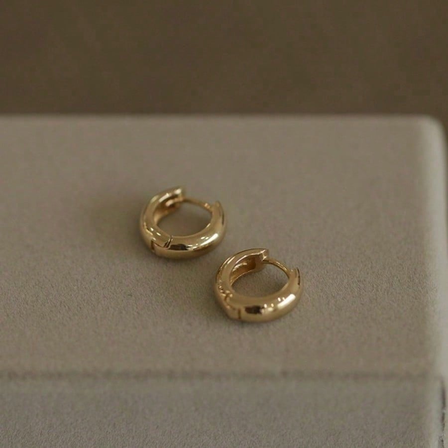 Silver Small Ear Buckle Gold Color Hoop Earrings Women's Minimalist Style High Sense Ear Jewelry