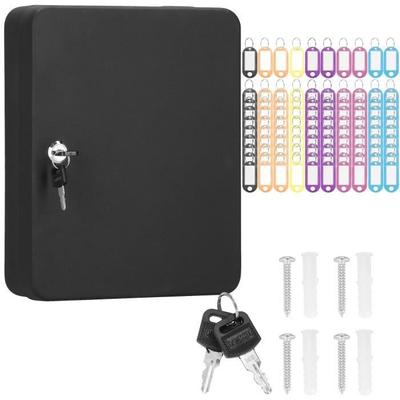 Key Box - - 100 Hooks - Steel - Lockable - Matte Black