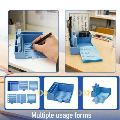 Porta-notas quadrado de plástico com 5 modelos Organizador de mesa para listas, notas, suporte para telemóvel Ferramenta de organização eficiente para escritório, escola, casa