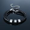 Vnox Free Personalize Family Name Bracelets for Men Layered Leather With Beads Charm Bracelet Couple Anniversary Gift to DAD Son