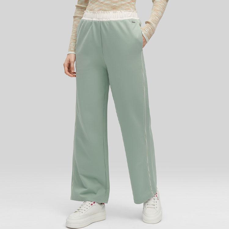 Fila Solid Color Mid Waist Elastic Straight Loose Casual Pants Women Pants Moss-Green F11W414609F-KK