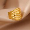 New Trend Stainless Steel Geometric Texture Wide Rings For Women Men Irregular Gold Color Wedding Ring Female Punk Jewelry Gift