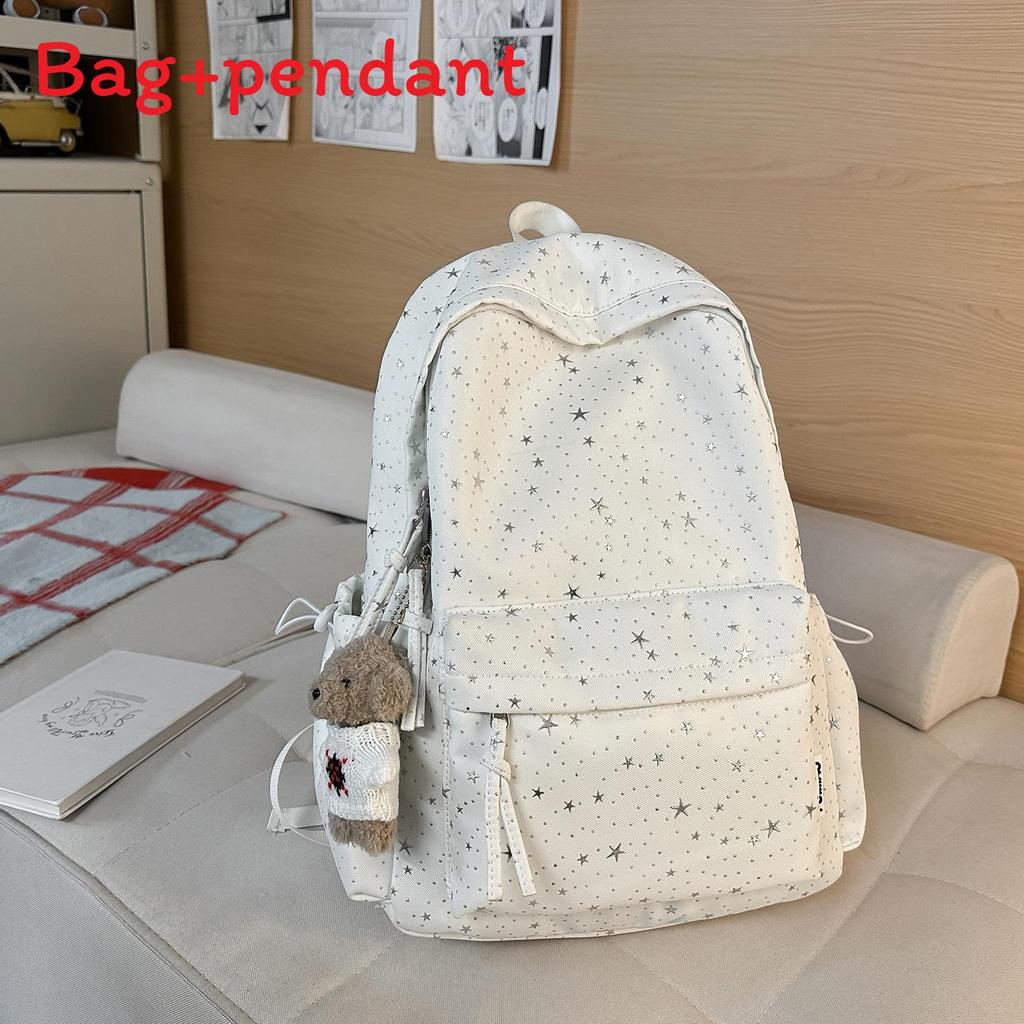 Starry Nylon Girls Backpack With Letter Print For Casual Travel And School Use