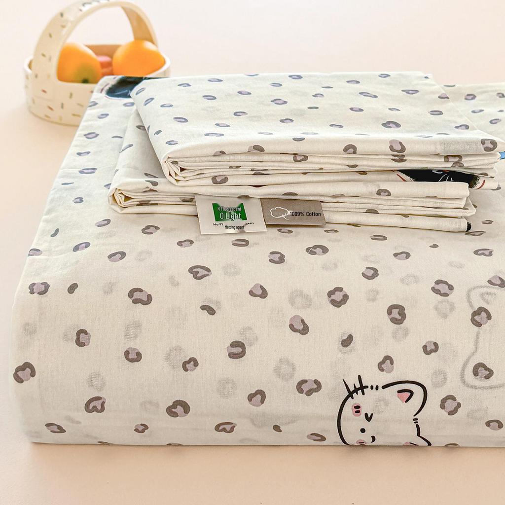 All-Cotton Dorm Bedding Set: Printed Sheets, Mattress Protector, and Pillowcases