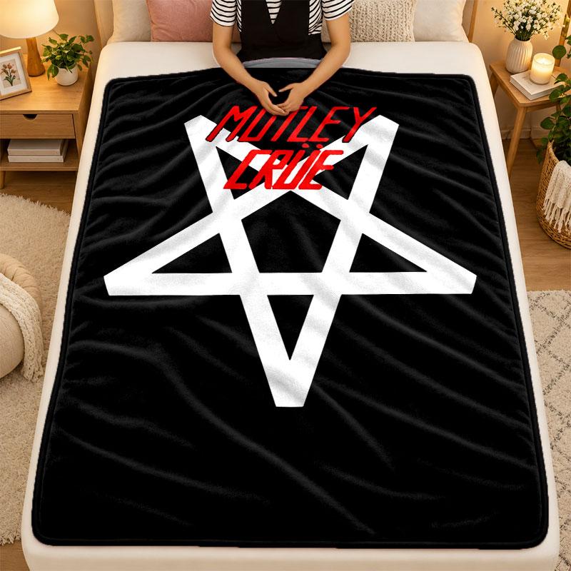 Flannel BlanketMotley Crue Warm Soft Throw Blanket for Indoor Sofa Bed Living Room Use