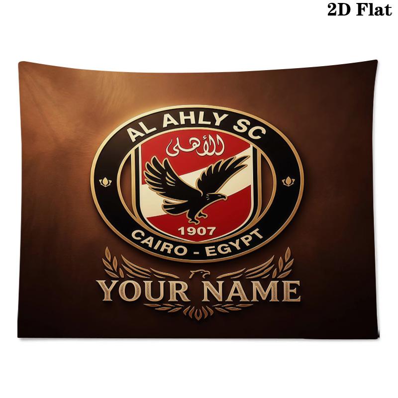 Custom Name Al Ahly SC Printed Tapestry – Wall Hanging for Bedrooms, Dorms, and Home Decor