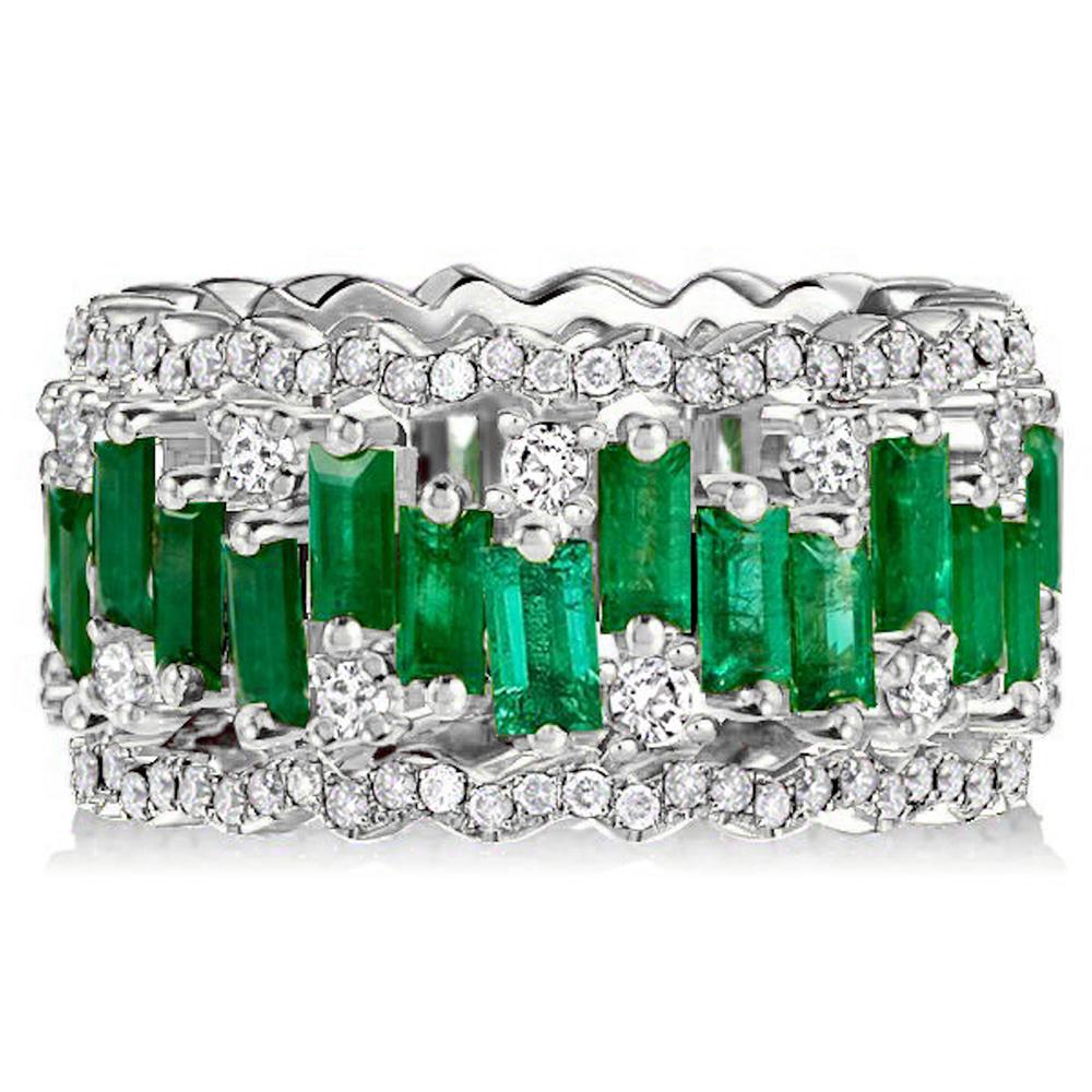 WUIHA Vintage Real 925 Sterling Silver Emerald High Carbon Diamonds Wedding Band Engagement Cocktail Rings Gifts Fine Jewelry
