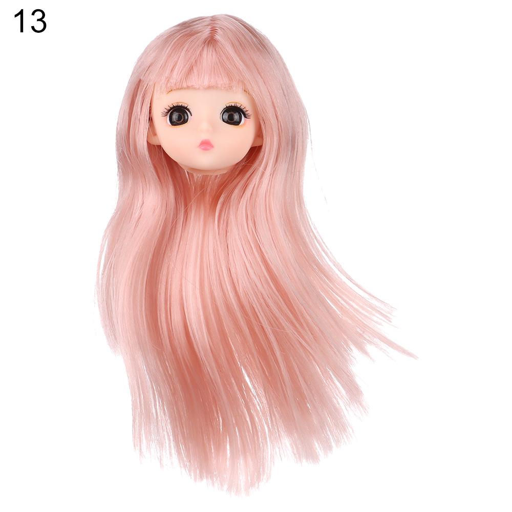 30CM Doll Head With Long Curly Hair Straight Wig For 16cm Dolls Accessories Removable Joint Toys DIY Head For 1/6 BJD Dolls