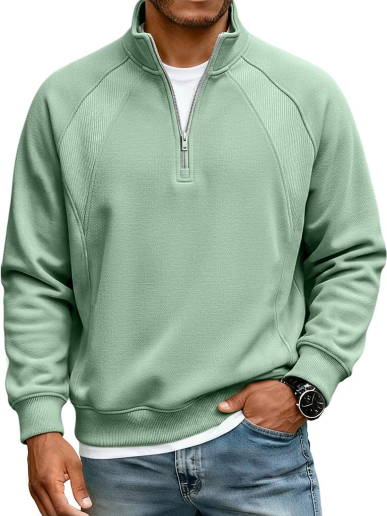 Men's Half Zip Sweatshirt Stand Collar Relaxed Fit Casual Pullover for Autumn Winter