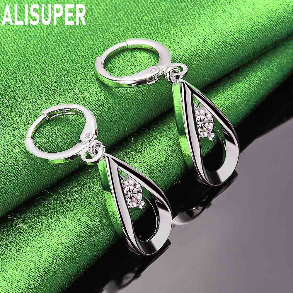 925 Sterling Silver AAA Zircon Water Droplets/raindrops Piercing Earrings Fashion Charm Wedding Jewelry
