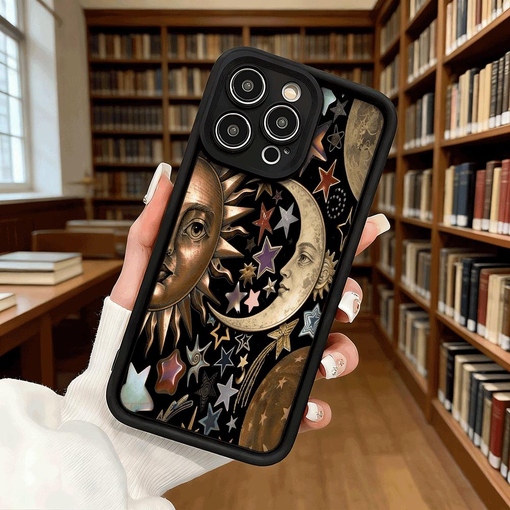 Celestial Sun Moon and Stars Luxury Anti-Slip TPU Phone Case For Xiaomi Redmi Note 15 14 13 12 11 10 9 Pro Full Protective Cover