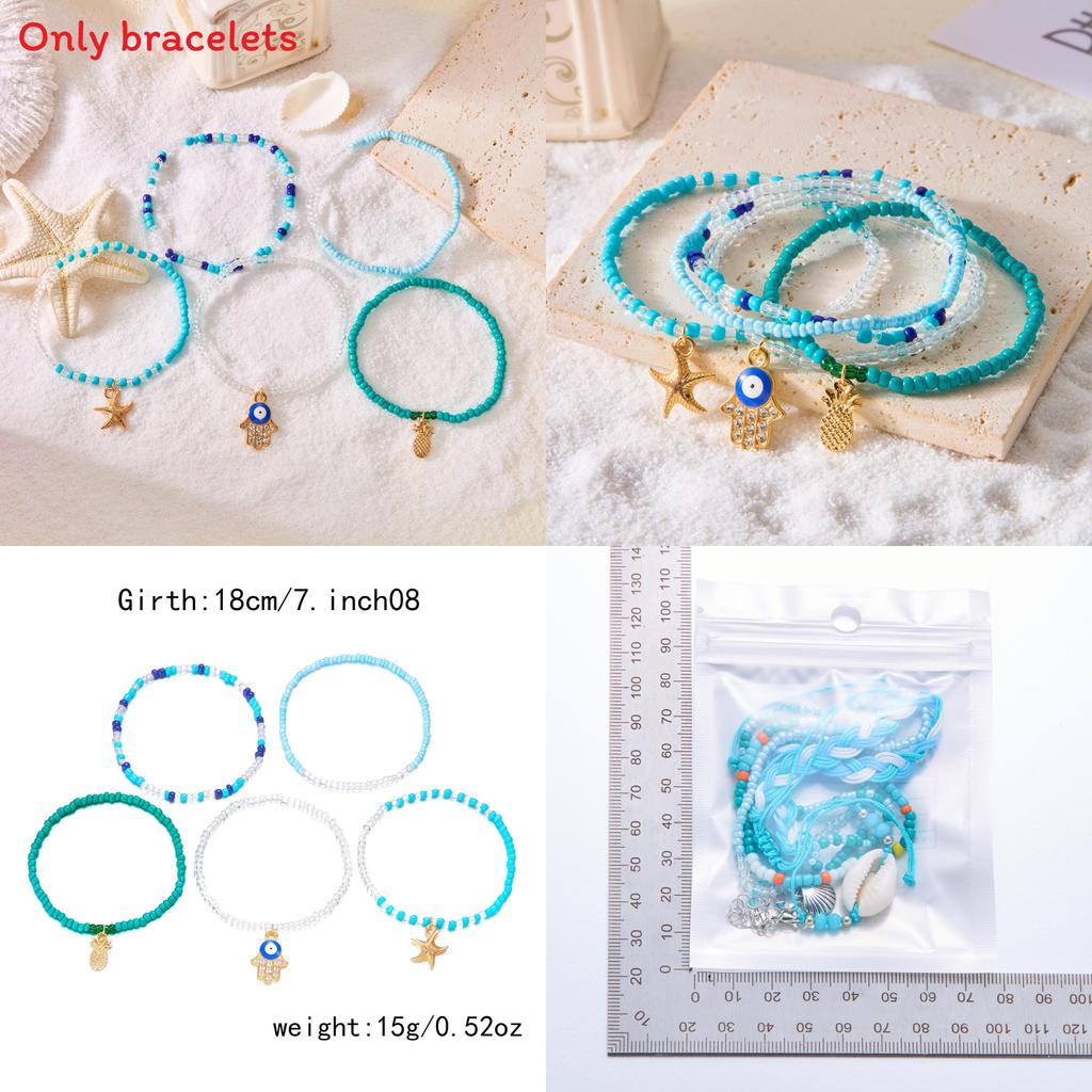 Böhmisches Seestern Muschel Mehrschichtiges Perlen Schmuckset Mit Musiknoten Elementen Für Damen Sommer Strandbekleidung