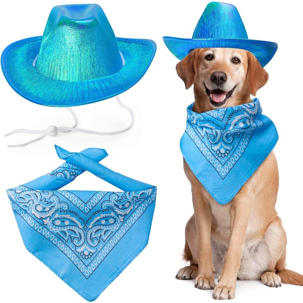 Pet Neon Shiny Space Cowboy Hat Clothing Set Dog Cat Symphony Cowboy Hat Western Cowboy Accessories