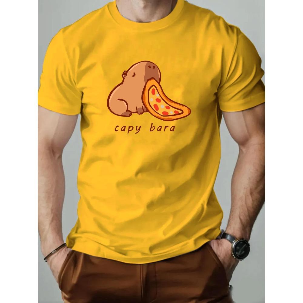 Men's T-Shirt 100% Cotton Capybara Cartoon Pattern Print Summer Round Neck Breathable Casual Short Sleeve Fashion T Shirt