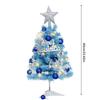 Blue Christmas Tree Set Festive Christmas Decor Mini Tree with Ornaments Lights Party Decor Collectible Home Decor Gift