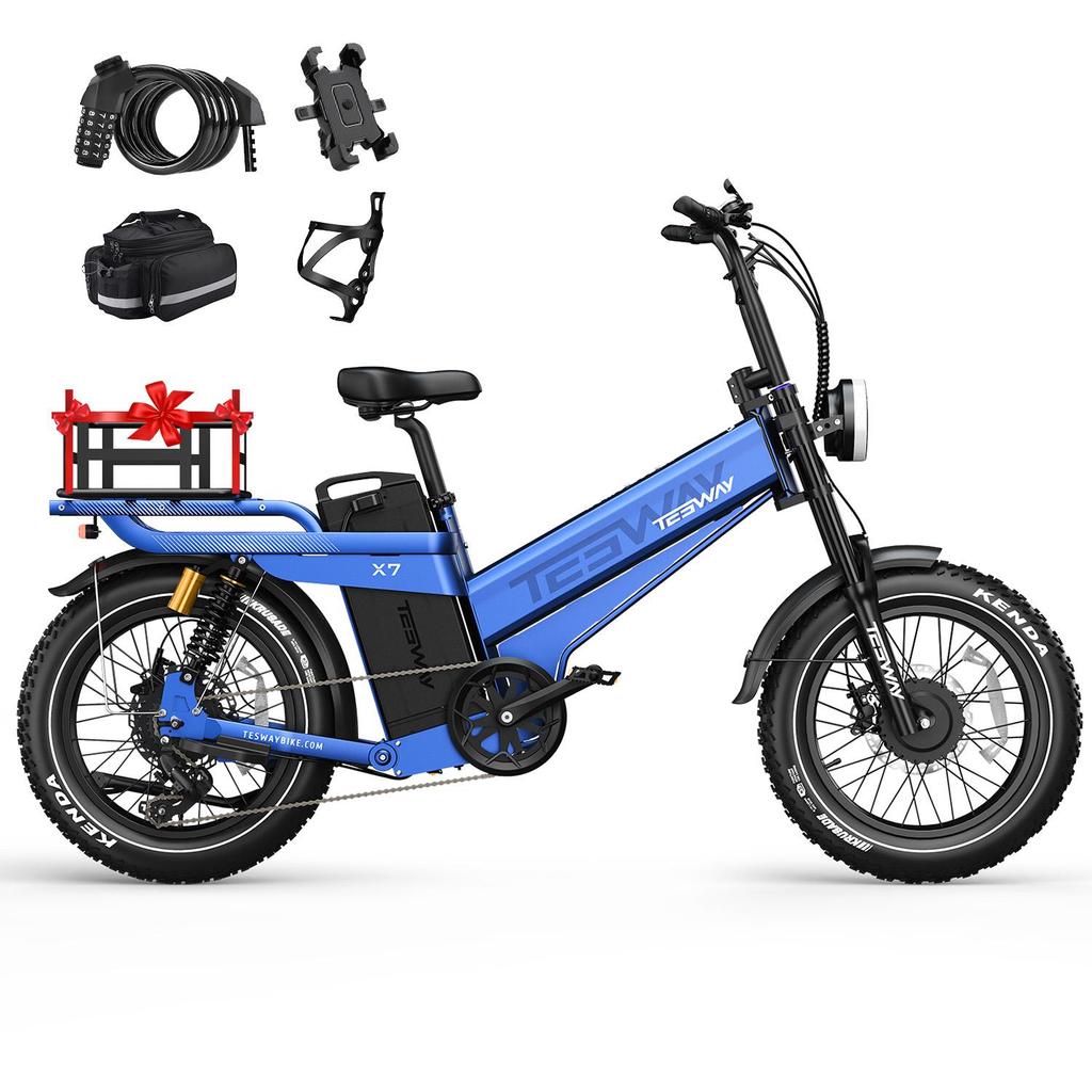 TESWAY X7 AWD All-Terrain Elektrofahrrad 52V60Ah Akku 1000W*2 Dualmotor Elektrofahrrad 20 Zoll Offroad-Reifen Mountain E-Bike