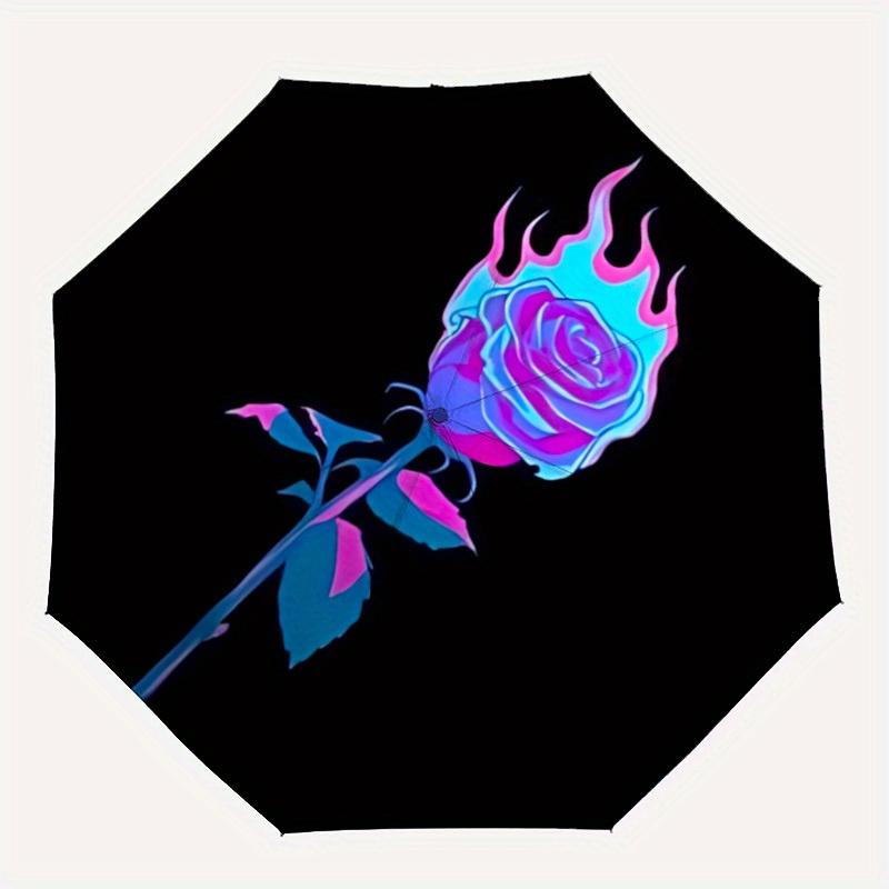 

1pc Flaming Rose Automatic Opening/closing Umbrella with Auto Open/Close, Windproof, Foldable Sunshade yy250811157