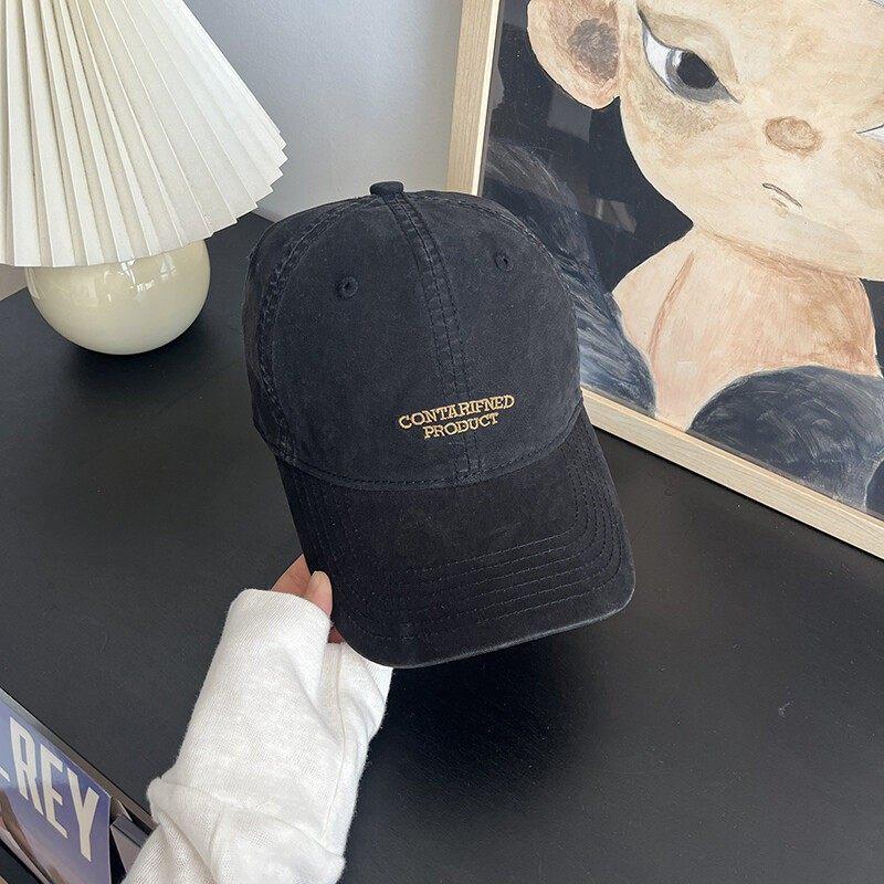 Retro Washed Letter Embroidered Baseball Cap Unisex Face Cap Trendy Brand Versatile Sun Hat
