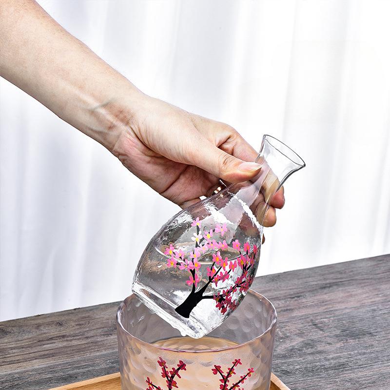 Japanischer Stil Sakura Weingläser Weindekanter Sake Krug Set Haushalt Weinwärmer Hotel Hochzeit Restaurant Bar Glas Set Geschenk