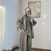Women's Two Piece Outfit Hooded Sweatshirt Wide Leg Pants Set Casual Loose Tracksuit Muslim Modest Wear