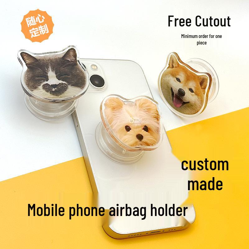 Acrylic Rotating Pet Portrait Phone Stand with Airbag and Magnetic Back