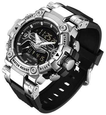 FindTime Digital Dual Time Analog Military Sports Running Luminous Day and Date Alarm Japanese Instruction Manual Included Men's Watch, Watch,