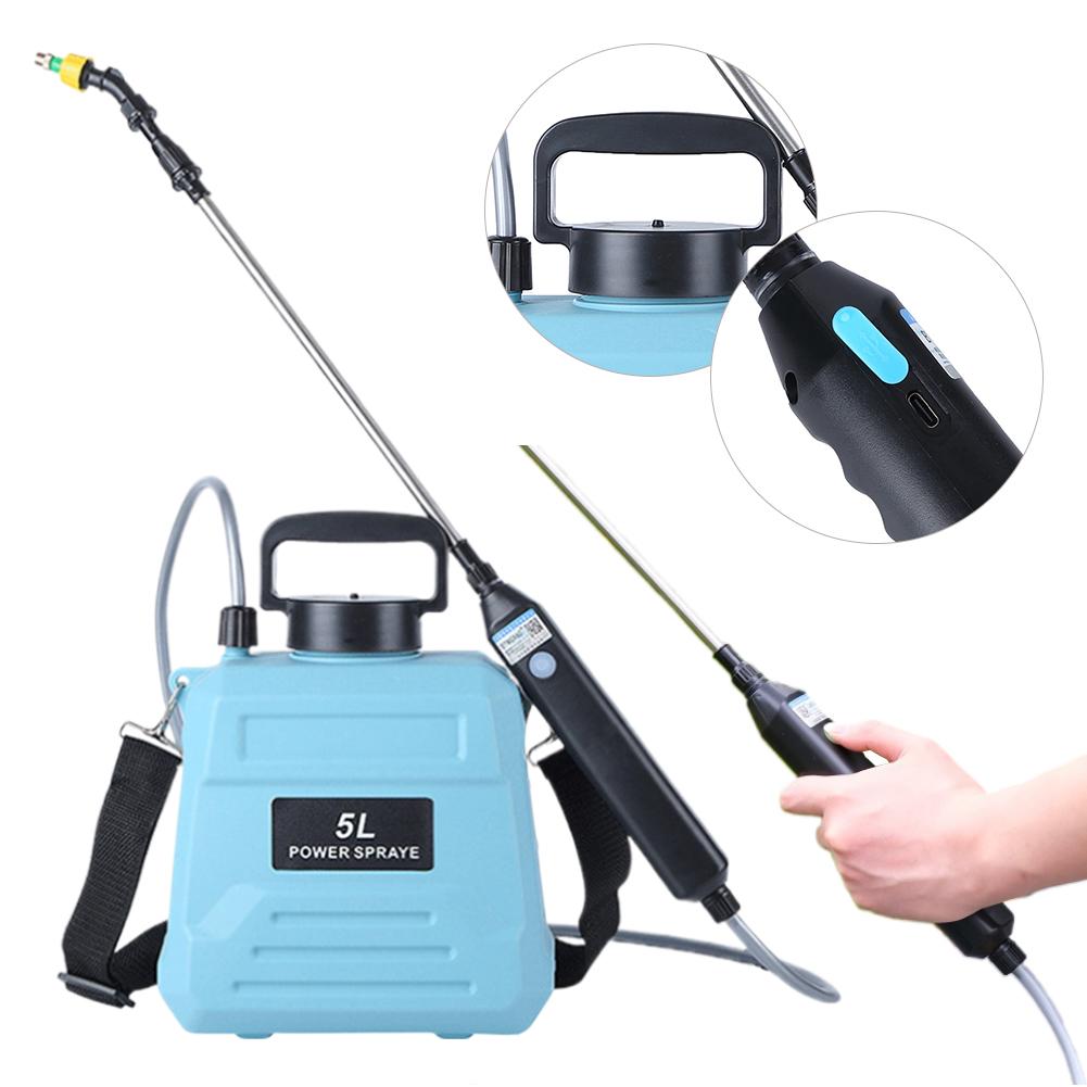 1.35 Gallon/5L Electric Sprayer with Adjustable Shoulder Strap Garden Sprayer with USB Rechargeable Handle and Telescopic Wand