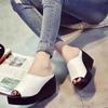 Damen Sommer Dicksohlige Ein-Wort Keilabsatz Sandalen für Outdoor & Strand