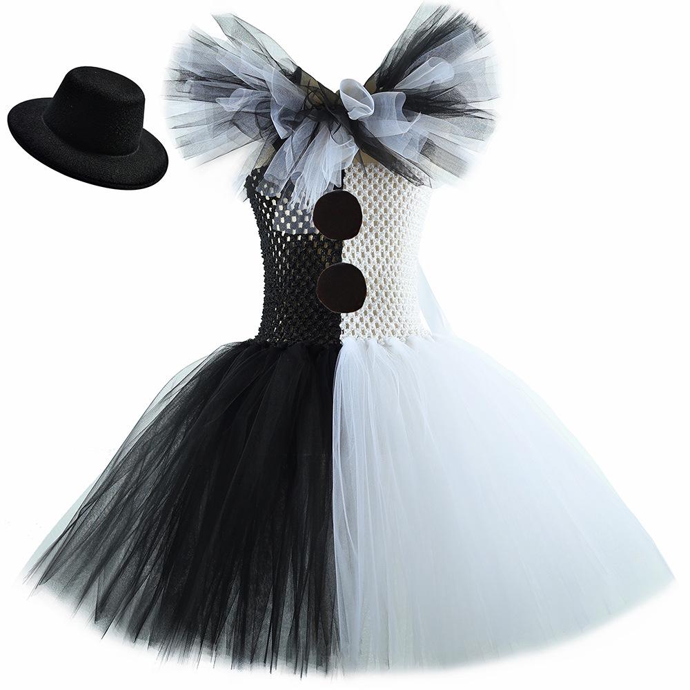 Seelenraubendes Clown-Mädchen Halloween Cosplay Kleid: Horror-Rollenspiel-Netzrock 6-7 Years gray