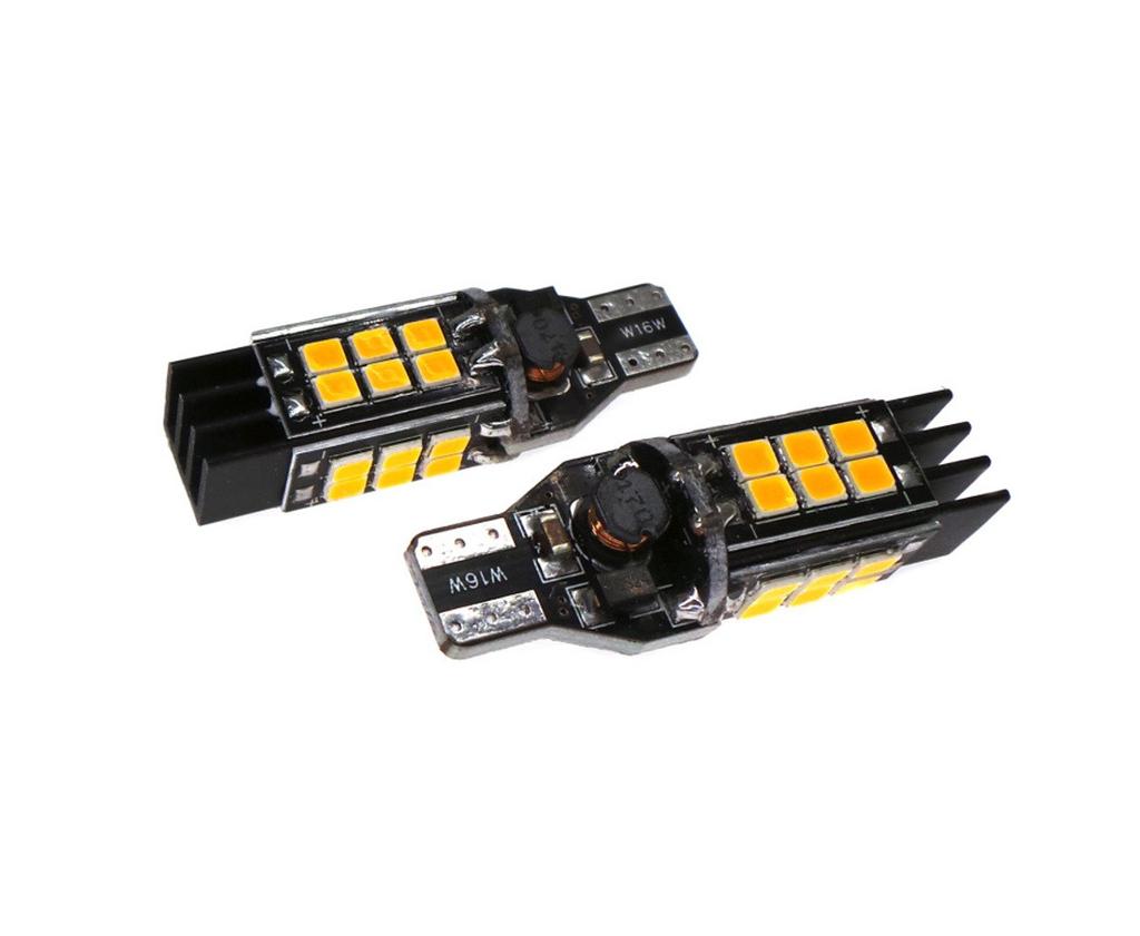 2 szt żarówka LED T15 W16W 12V-24V 19W CANBUS pomarańczowa b.mocna Off-Road