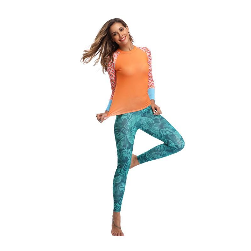 Damen Langarm Rash Guard Set Getrennte Bademode Surfen Schnorcheln Wassersport