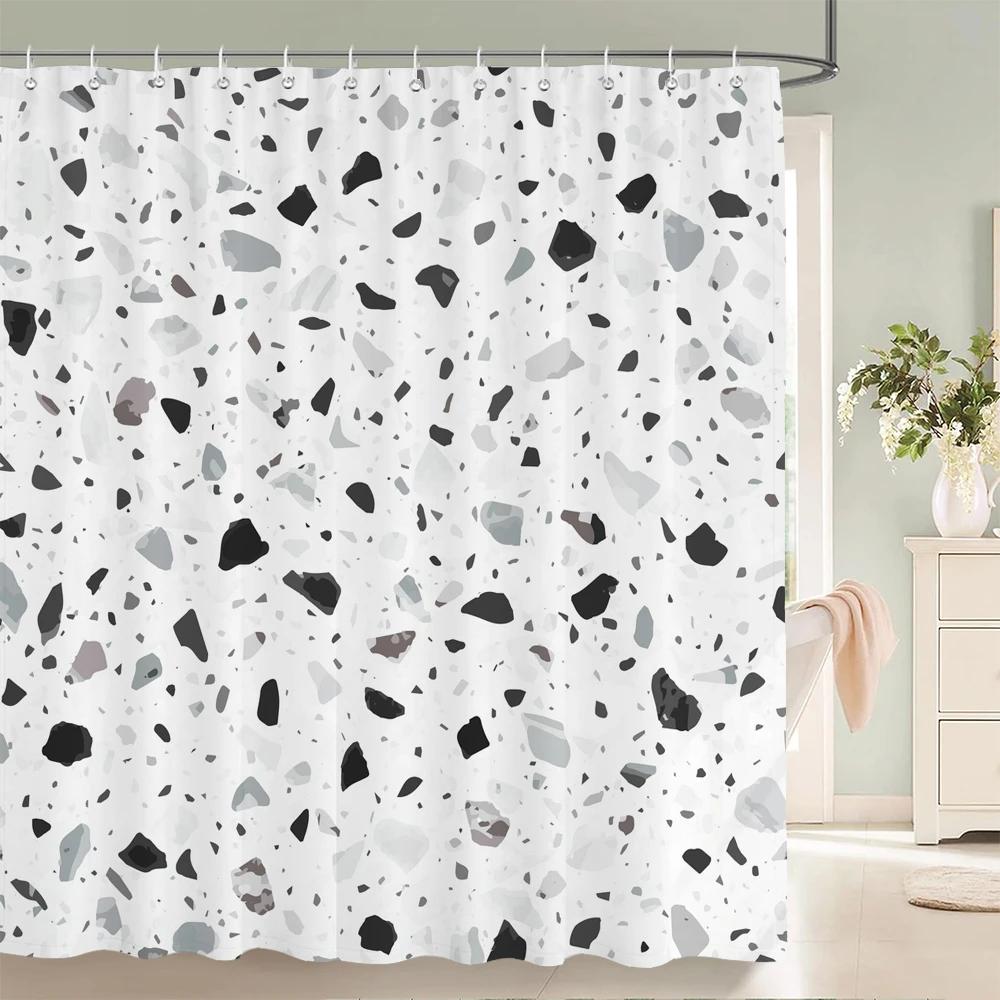 Modern Simple Mosaic Shower Curtain Waterproof Bath Curtains with 12 Hooks for Bathroom Home Decoration Polyester Fabric Screen