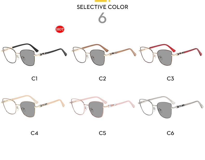 Cat-eye photochromic sunglasses—sun-protective shades for outdoor vacations.