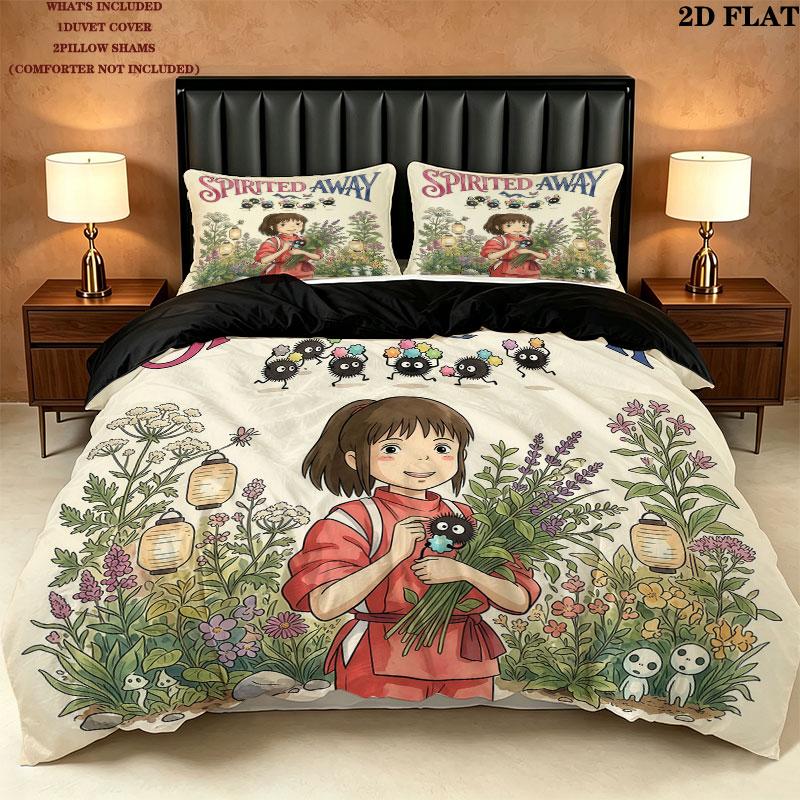 Away Pattern Bedding Quilt Set Quilt Cover Pillowcase Home Birthday Gift(1 * duvet cover + 2 * pillowcase, without core)