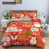 Red Christmas King Queen Duvet Cover Cartoon Santa Claus Bedding Set For Kid Boy Girl Happy Holiday 2/3pcs Polyester Quilt Cover