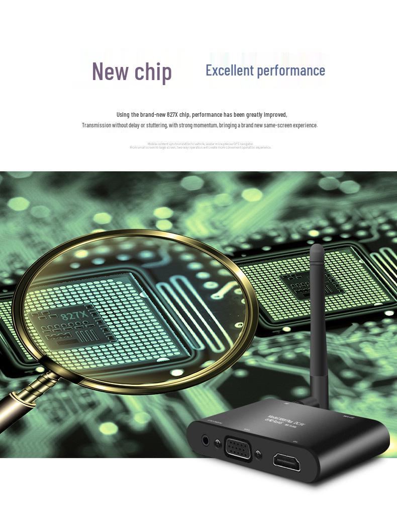 Mirascreen 4K Kabelloses Bildschirmspiegelungsgerät für VGA/HD, Kompatibel mit Google/iOS/Android