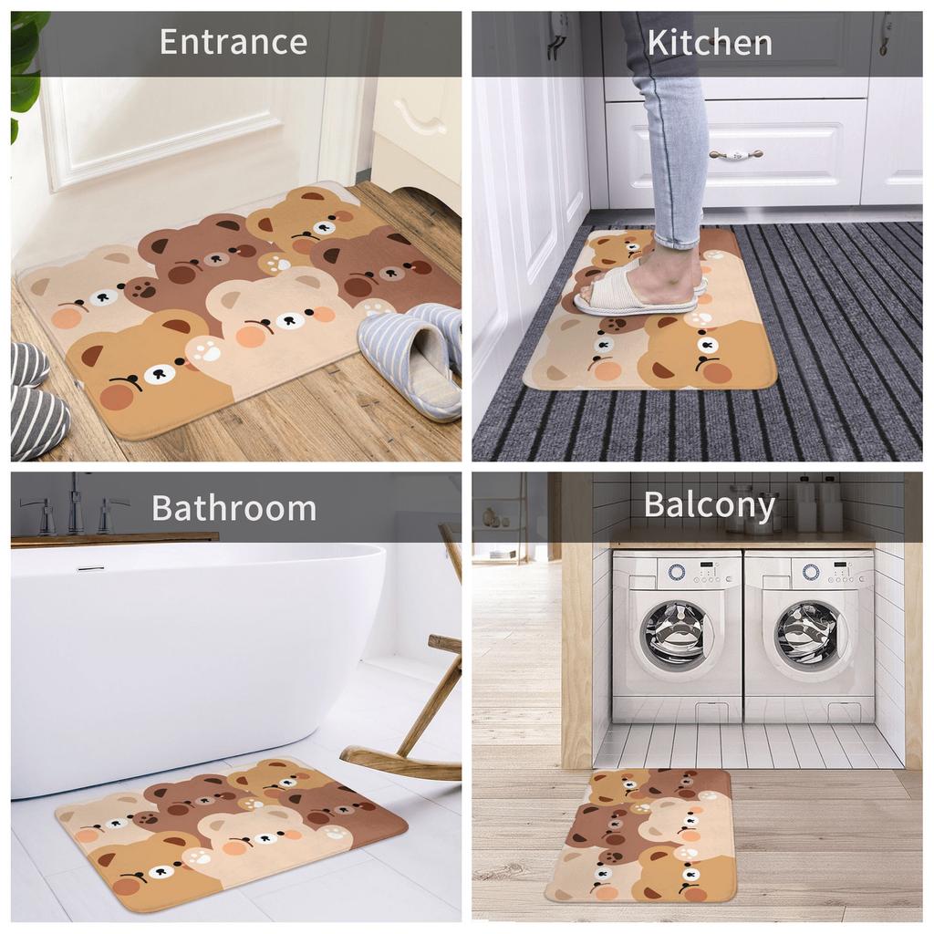 Cartoon Cute Bear Welcome Front Floor Door Entrance Mats Indoor  Kitchen Bath Doormat Balcony Carpet Rug