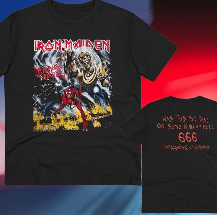 Vintage Rock Band Album Tee, The Number Of The Beast T-shirt Double Sided