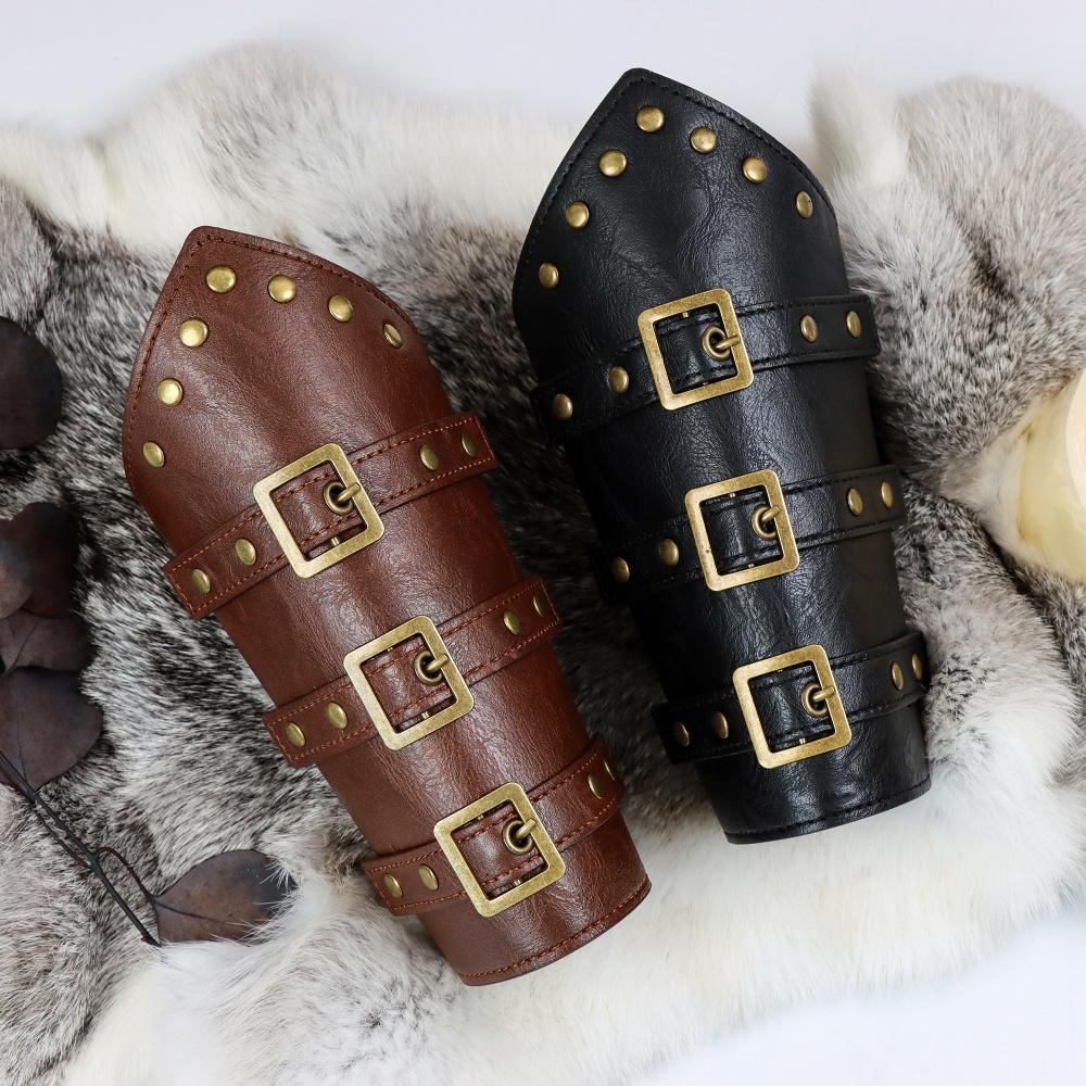 Medieval Belt Viking Knight Cosplay Rivet Bracelet PU Leather Material Outdoor Knight Riding Dress Cosplay Belt Accessory