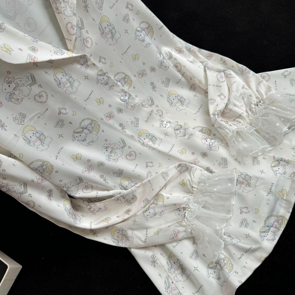 2026 Women's Ice Silk Floral Pajama Set: Long Sleeve Top, Long Pants, Lace Camisole with Bra Pads