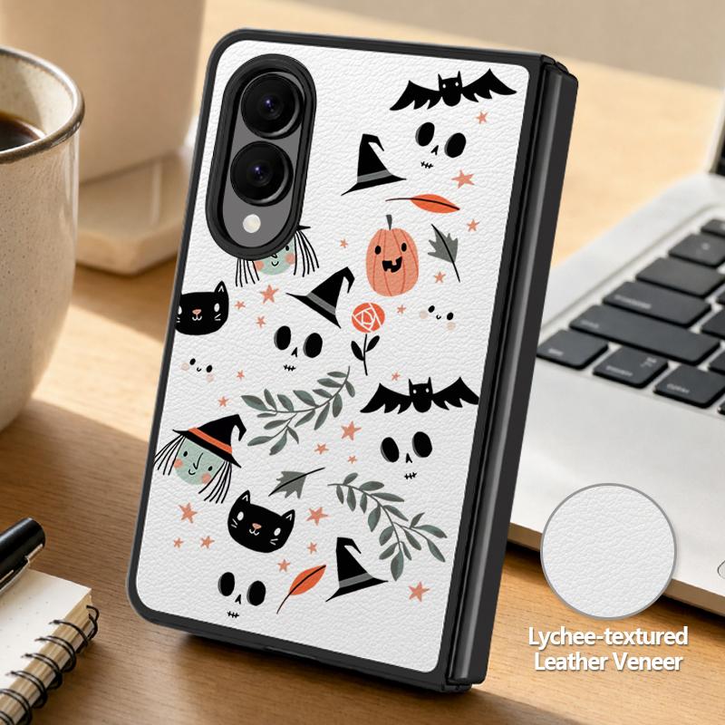 Halloween Ghost Pumpkin Case For Samsung Z Fold 8 Ultra 7 6 5 4 Hybrid Leather Skin Hard PC Bumper Cover For Galaxy Z Fold8 Fold7 Fold6 Fold5