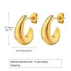 Stainless steel earrings C-shaped earrings U-shaped hollow hollow hollow embossed irregular zircon element earrings