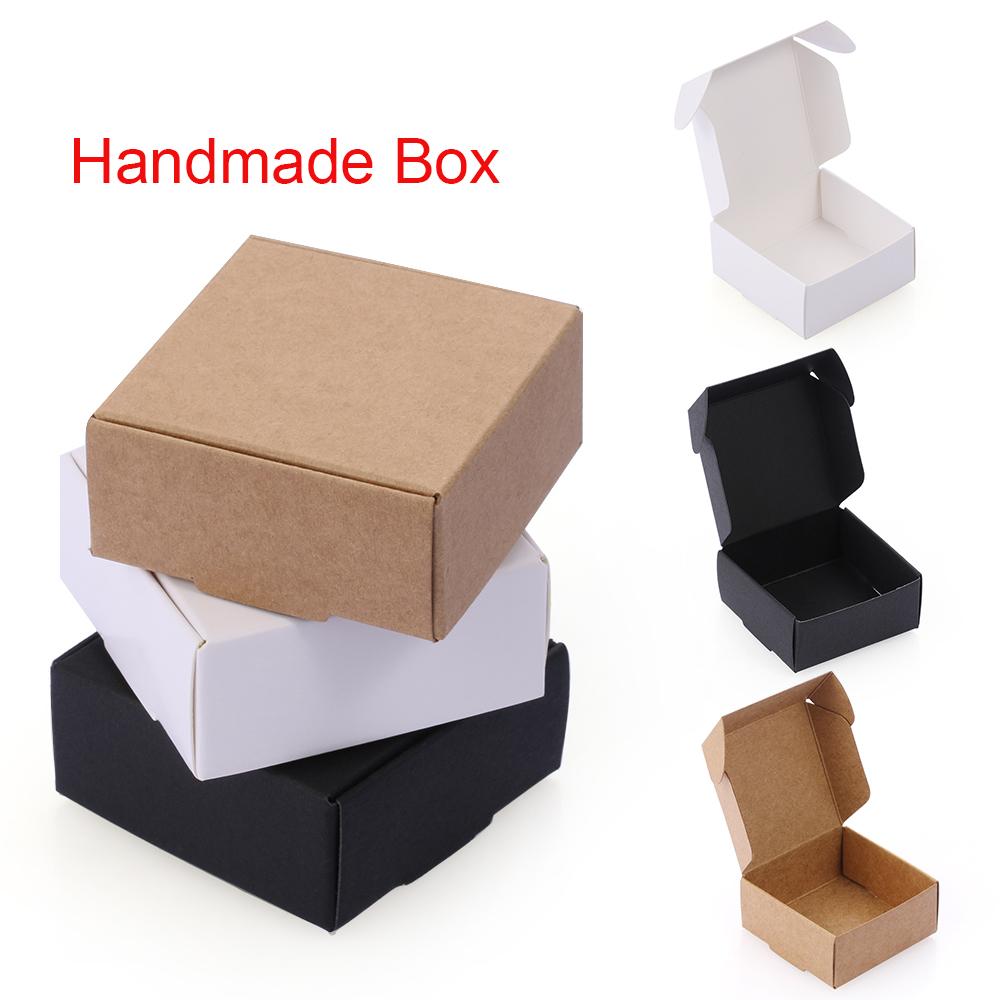 

10PCS Jewelry Bottom Small Square Kraft Paper Pack Wrapping Handmade Box 3