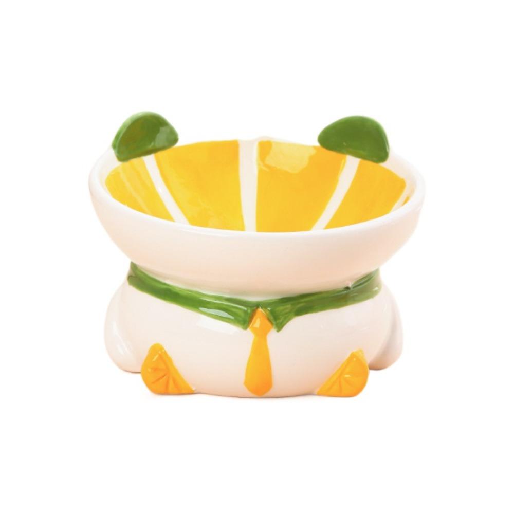 

Мультяшная миска на высокой ножке для питомца, милая миска для питья и кормления питомца, миска для кошки в форме фрукта, котенок, щенок жёлтый